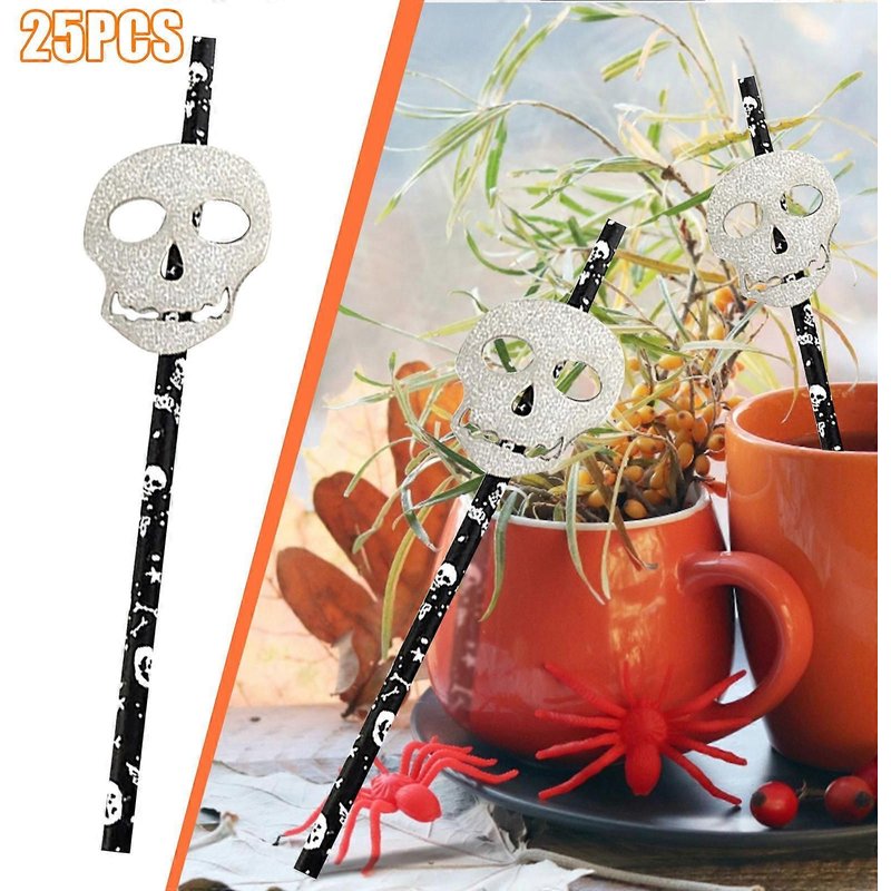 Halloween Halloween Nouveaux Produits Dessert Table Habillage Paille Drôle Mise En Page Fournitures Papier Paille 25 Pcs