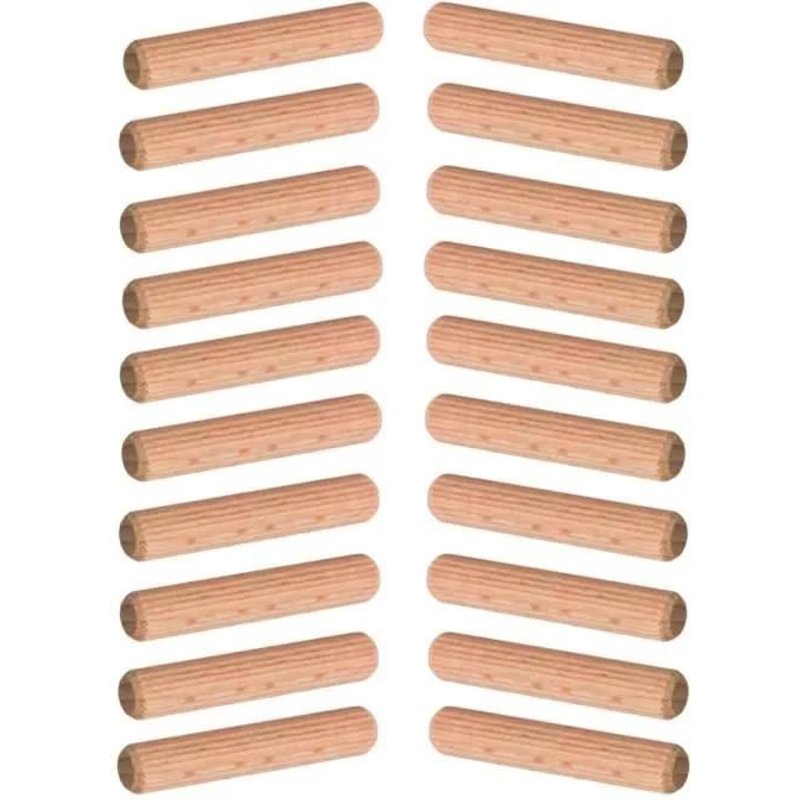 20x Cheville tourillon 12 x 50 mm goujon rainuré bois hêtre ronde colle meuble