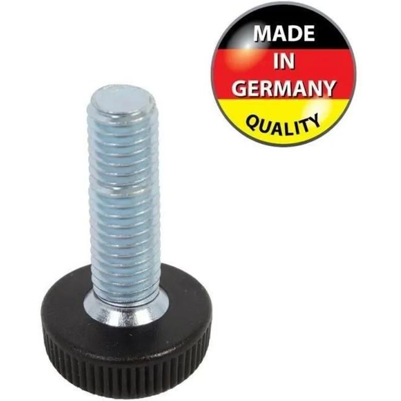 1x Vis pied de meuble M10 x 30 moleté molette embout pied tube réglage réglable établi bureau table tête plastique tige acier