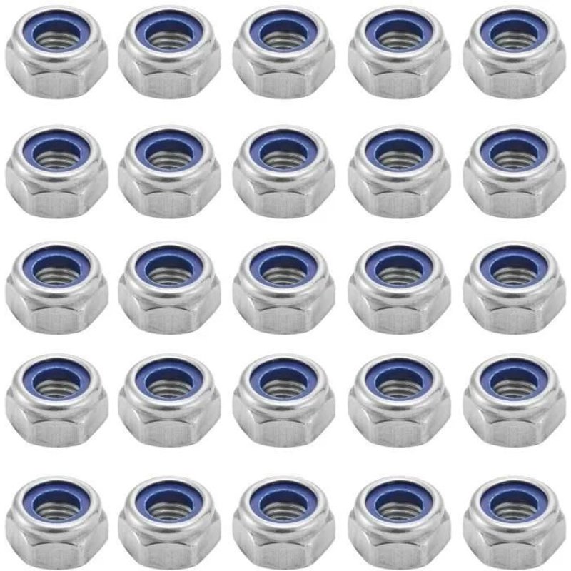 50x ECROU FREIN M4 H ACIER INOXYDABLE A2 NORME DIN 985 SECURITE TETE HEXAGONALE