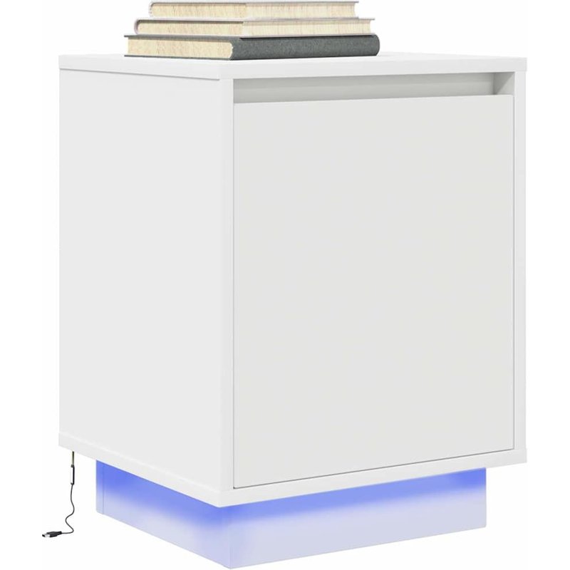Vidaxl Table De Chevet Avec Lumières Led Blanc 38x34x50 Cm