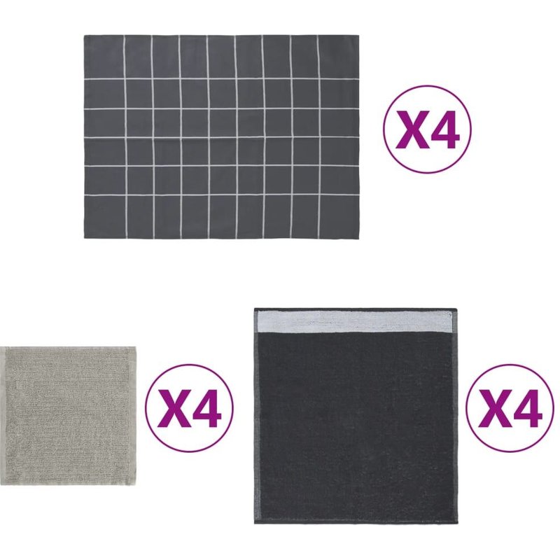 Vidaxl Ensemble De Serviettes 12 Pcs Gris Coton