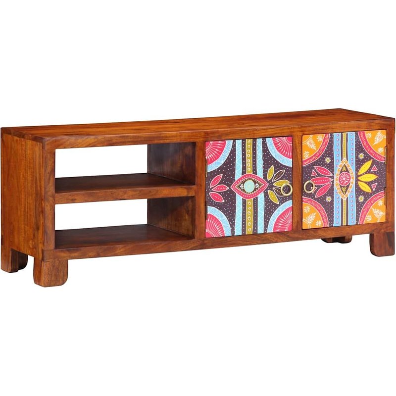 Vidaxl Meuble Tv Multicolore 110x30x40 Bois D'acacia Massif