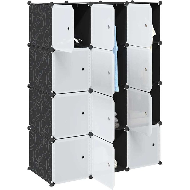 Vidaxl Cubes De Rangement 12 Pcs Avec Tiges De Suspension Pp