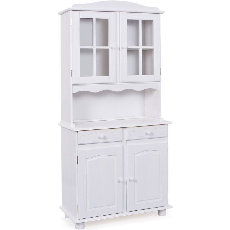 Vaisselier 2 Portes Bois Massif "Alienor" 198cm Blanc