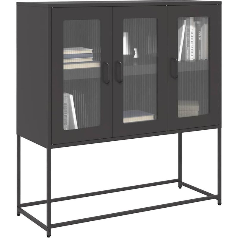 Vidaxl Buffet Noir 100,5x39x107 Cm Acier Laminé À Froid