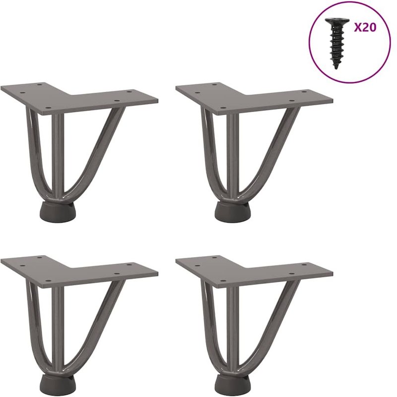 Vidaxl Pieds De Table En Forme D'épingle À Cheveux 10 Cm Acier Massif