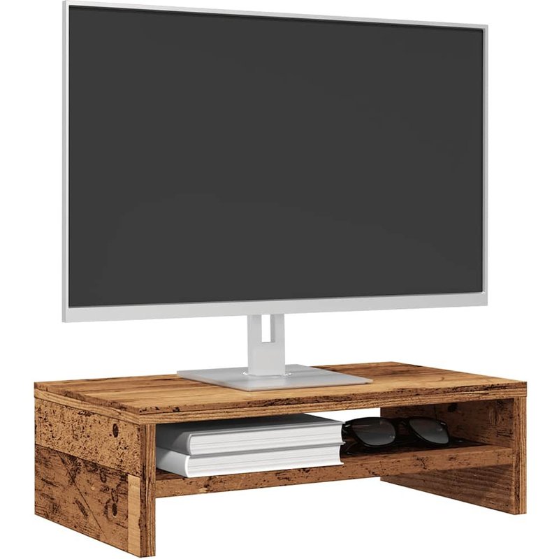 Vidaxl Support De Moniteur Vieux Bois 42 X 24 X 13cm Bois D'ingénierie