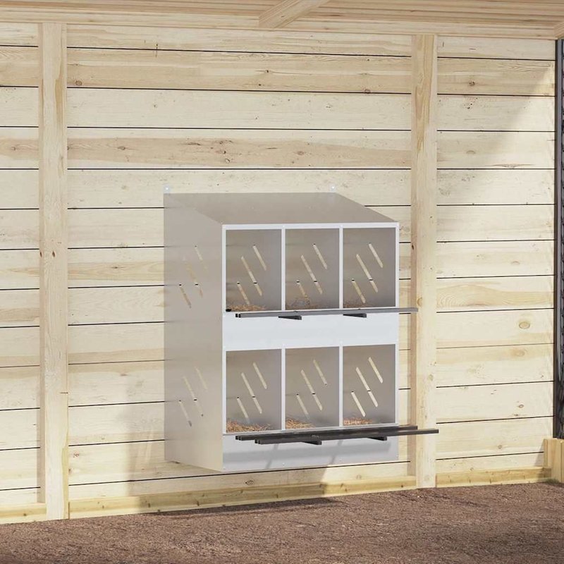 Vidaxl Nichoir De Poules Avec 6 Compartiments Métal Argenté Galvanisé