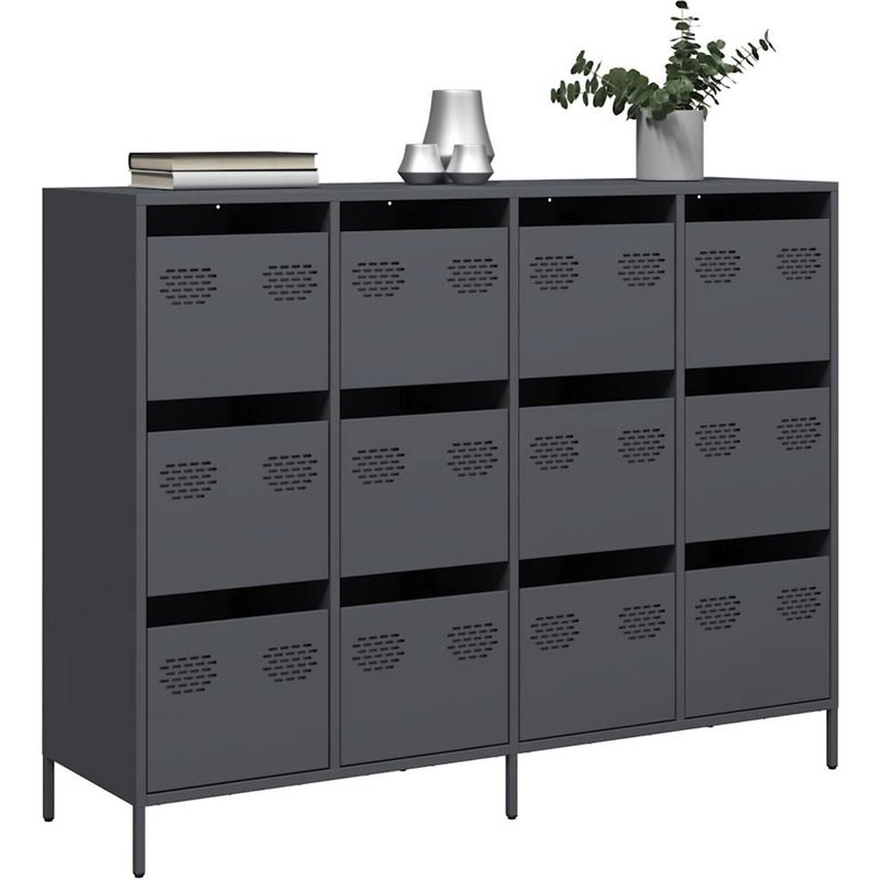 Vidaxl Buffet Anthracite 135x39x103,5 Cm Acier Laminé À Froid