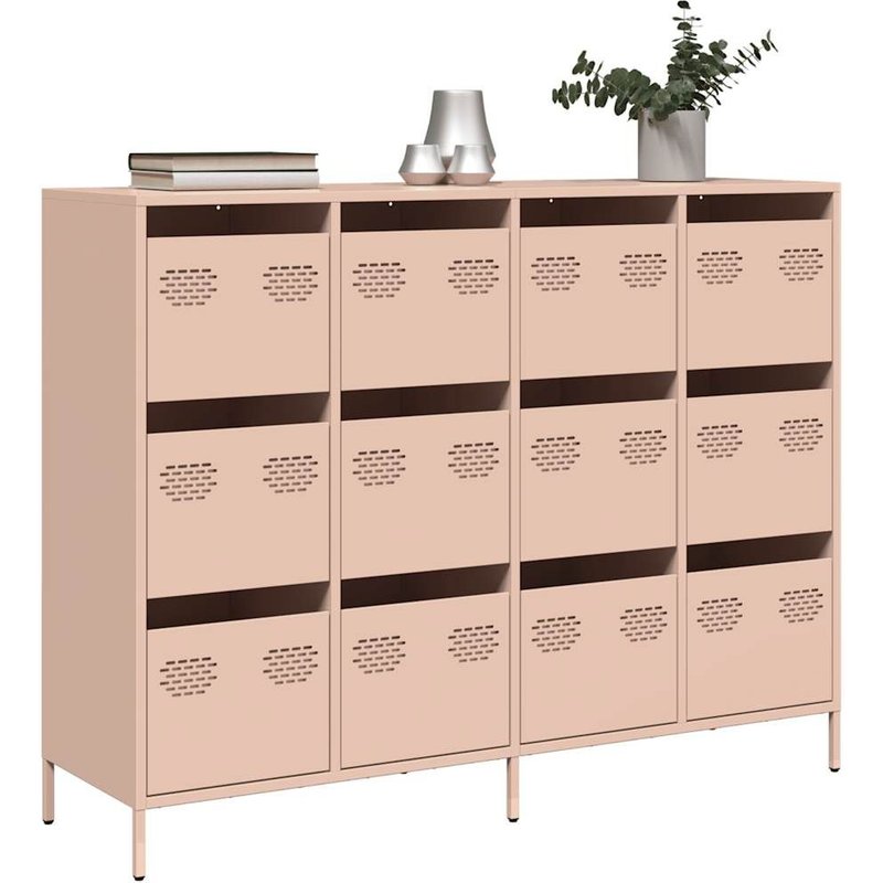 Vidaxl Buffet Rose 135x39x103,5 Cm Acier Laminé À Froid