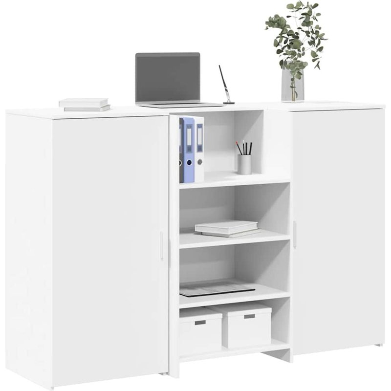 Vidaxl Bureau De Réception Blanc 155x50x103,5 Cm Bois D'ingénierie