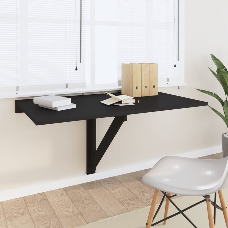Vidaxl Table Murale Pliable Noir 100x60x56 Cm Bois D'ingénierie