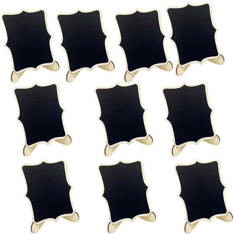 10 Pieces Wooden Rectangle Blackboard Table Chalkboard With Base 10cm