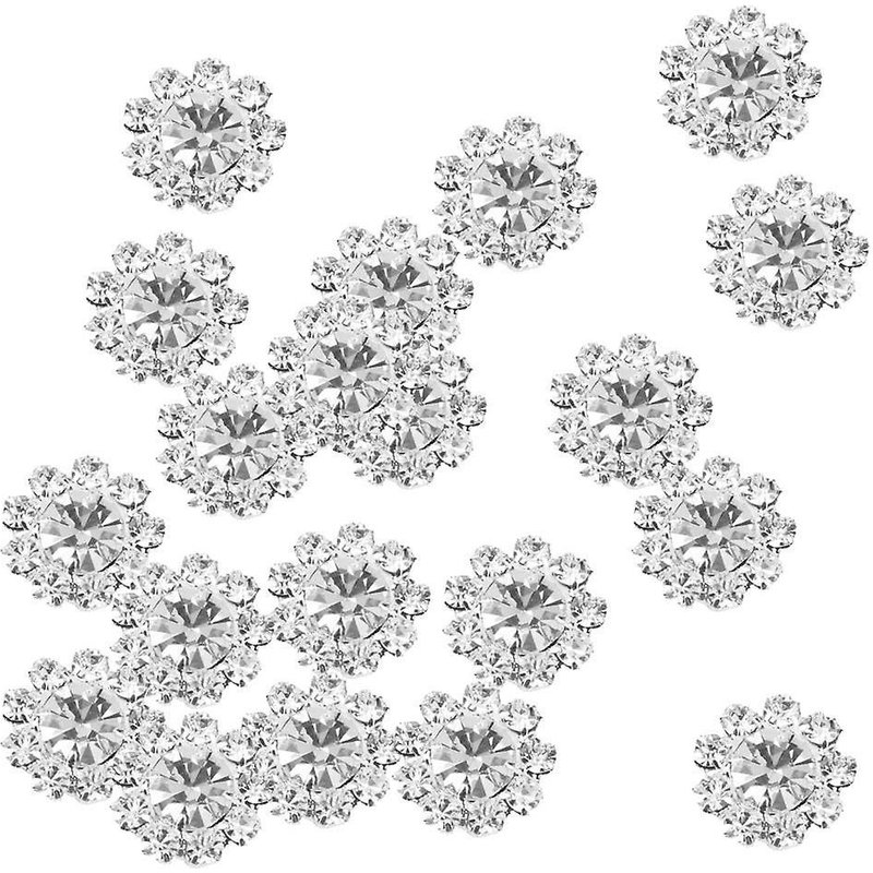 20 X Clear Crystal Floral Button Flatback Decor Diy Craft Embellishment 12mm