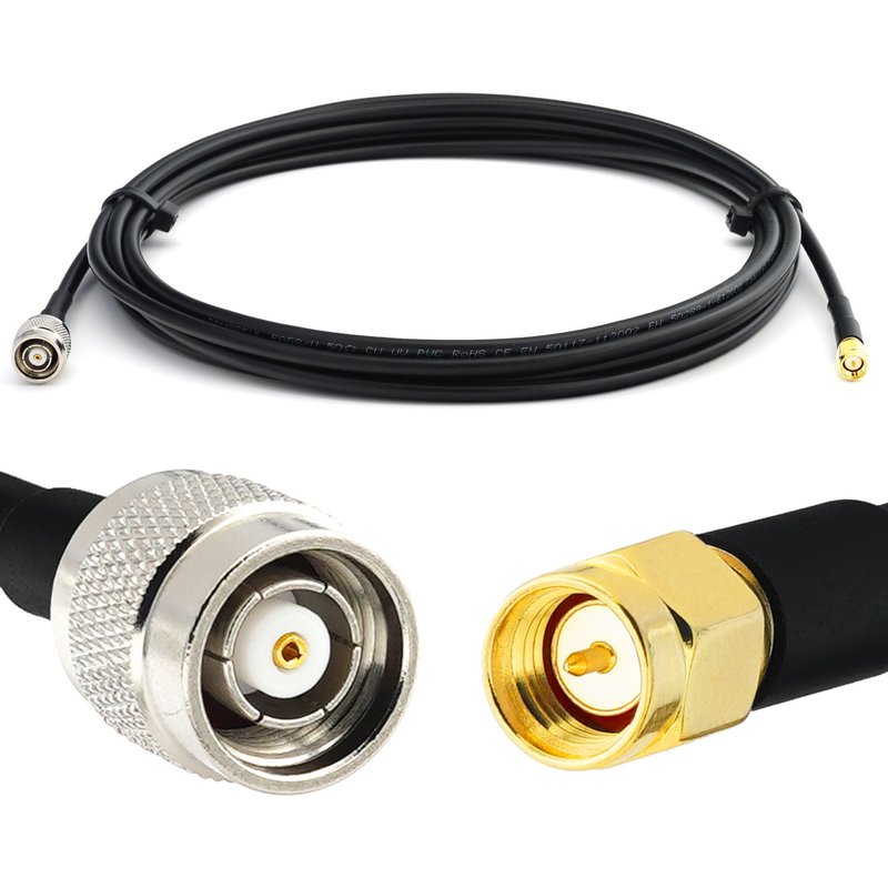 RP-TNC Mâle vers SMA Mâle 30cm câble coaxial RG58 50 Ohm - rallonge RPTNC à SMA Extension Faible Perte Cable (RP-TNC - TNC à polarité inversée, broche femelle)