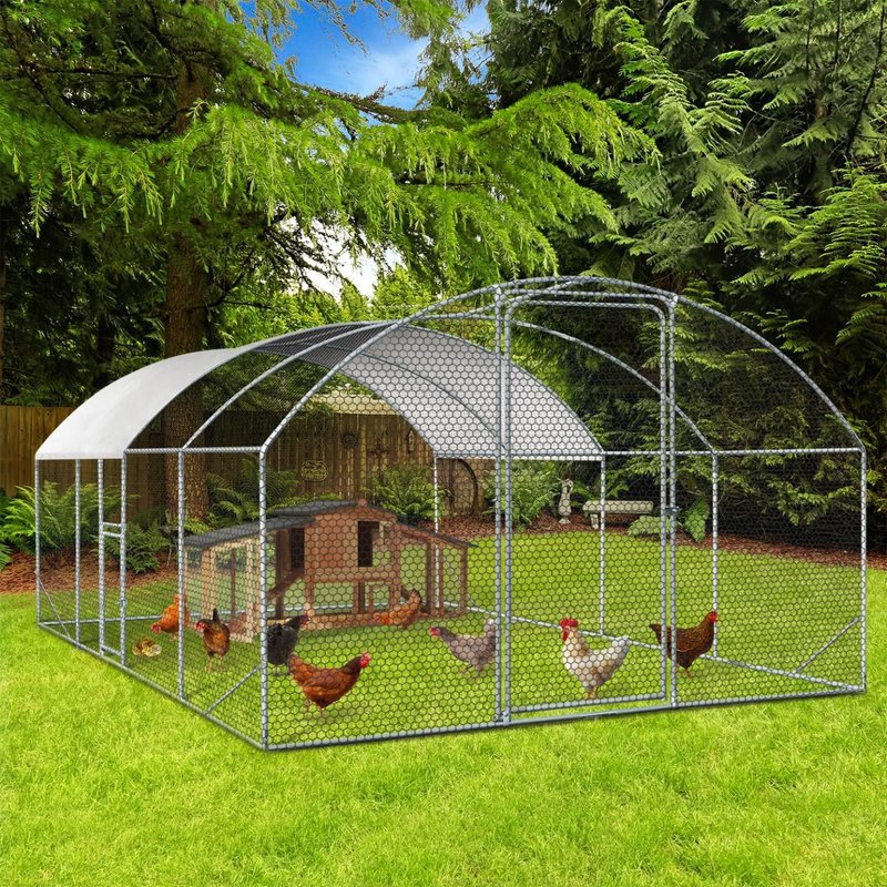 Enclos Poulailler Grillagé 3x5 M Avec Porte Latérale Et Toit Dôme Acier Galvanisé 15 M²