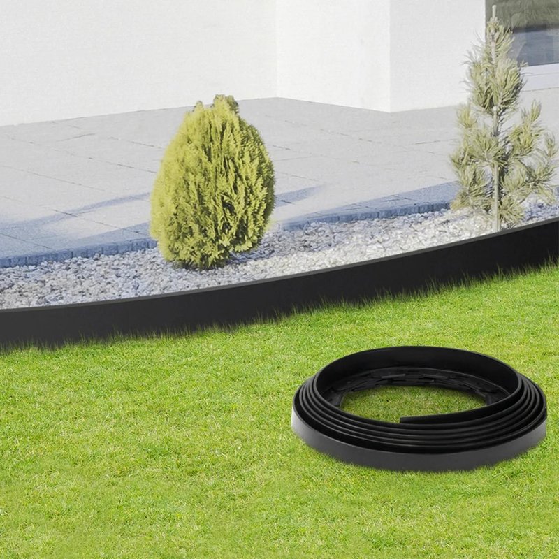 Bordurette De Jardin Flexible 8 M Noire Hauteur 12 Cm + 24 Piquets