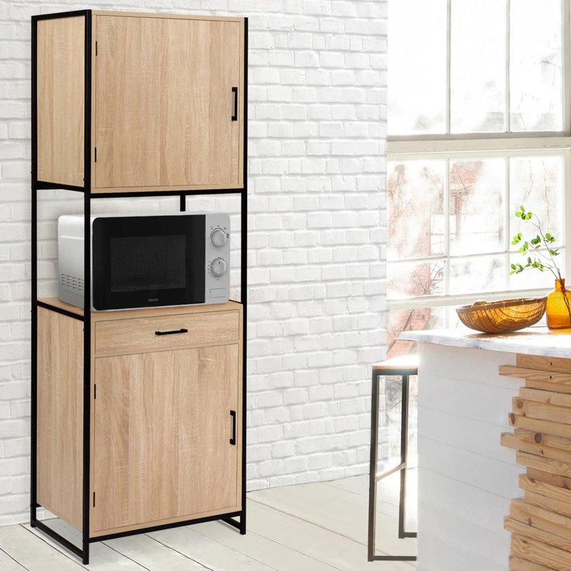 Buffet De Cuisine 60 Cm Detroit Meuble 2 Portes Design Industriel + Tiroir