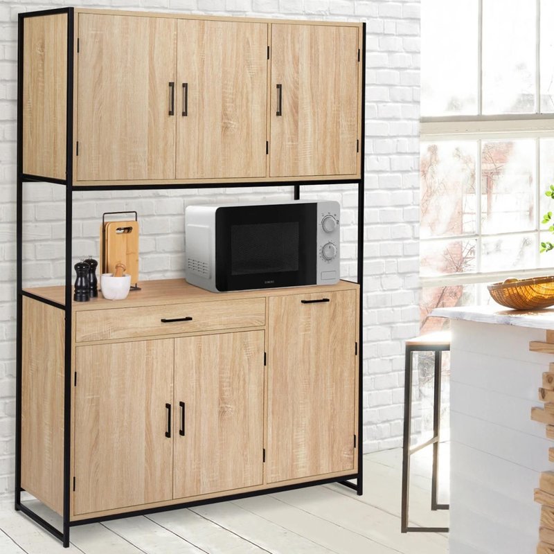 Buffet De Cuisine 120 Cm Detroit Meuble 6 Portes Design Industriel + Tiroir