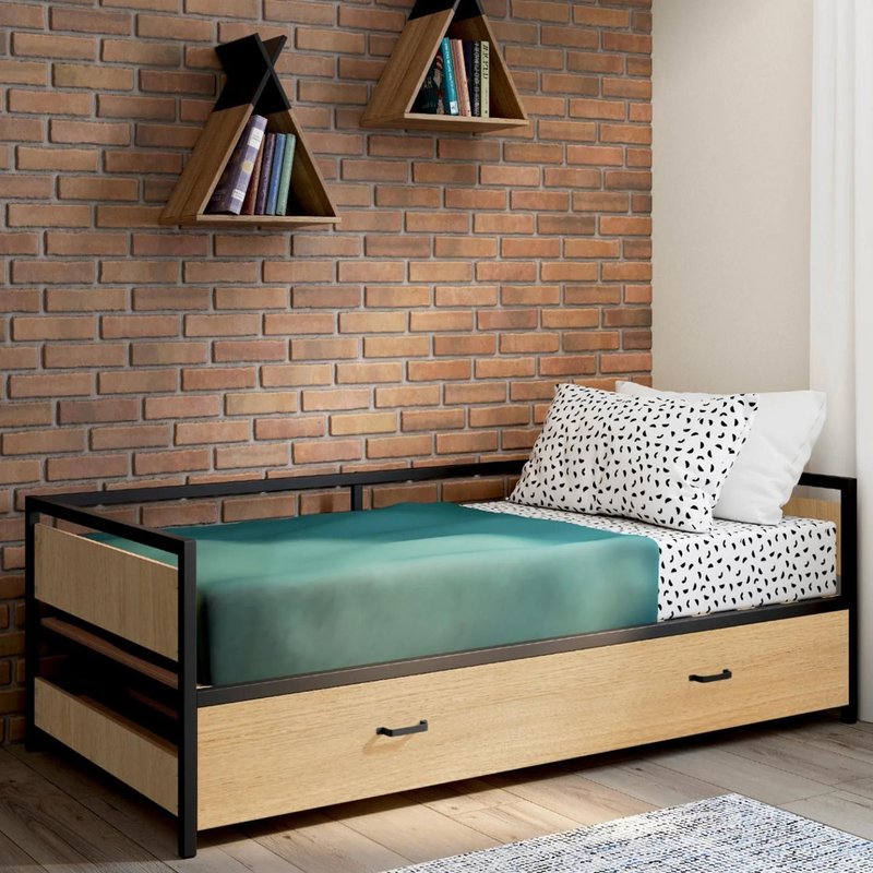 Lit Banquette 90 X 190 Cm Detroit Convertible 180 X 190 Cm Style Industriel