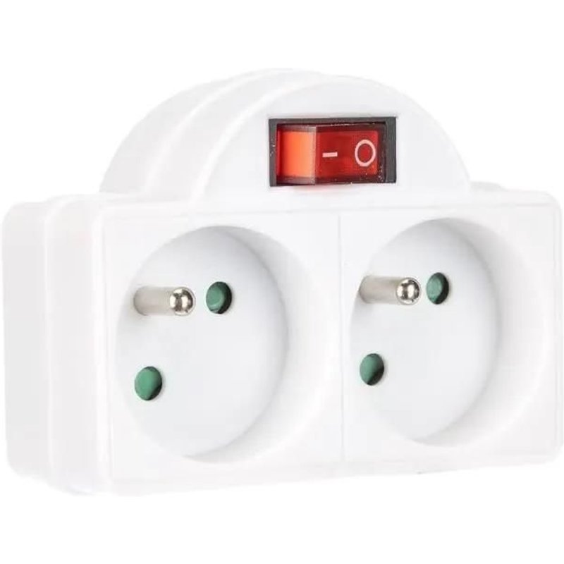 Biplite 2P+T - ELECTRALINE - 16A - Avec interrupteur - Blanc