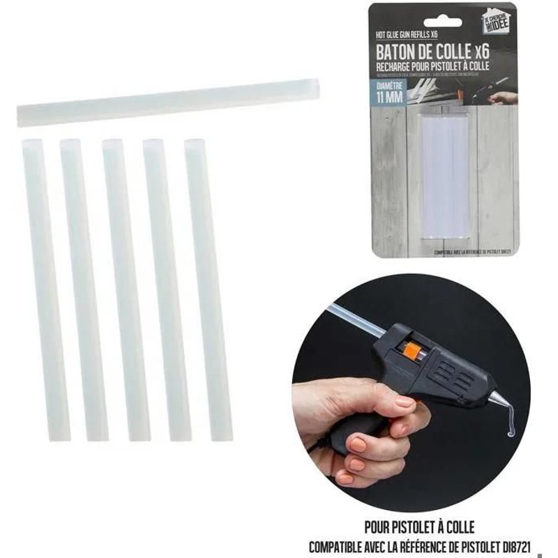 Lot De 6 Recharges Bâton De Colle Pour Pistolet A Colle Diamètre 11mm