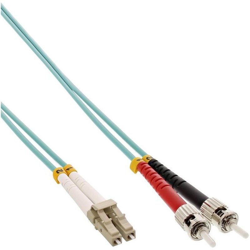 InLine - Cordon de raccordement - LC multi-mode (M) pour ST multi-mode (M) - 0.5 m - fibre optique - duplex - 50 / 125 microns - OM3 - sans halogène - turquoise