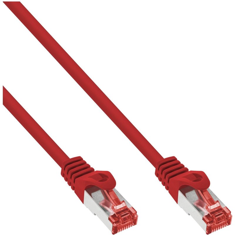 InLine - Cordon de raccordement - RJ-45 (M) pour RJ-45 (M) - 30 cm - SFTP, PiMF - CAT 6 - moulé, sans crochet - rouge