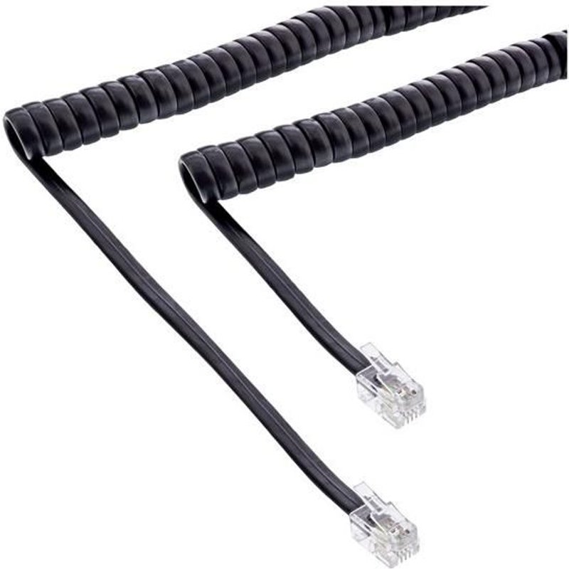 InLine Handset spiral - Câble de téléphone - RJ-10 (M) pour RJ-10 (M) - 2 m - noir