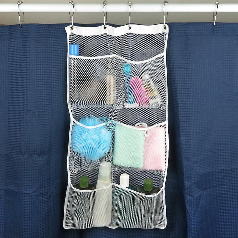 Sacs De Rangement Suspendus En Filet - 6 Pockets Rideau De Douche Caddy Organizer