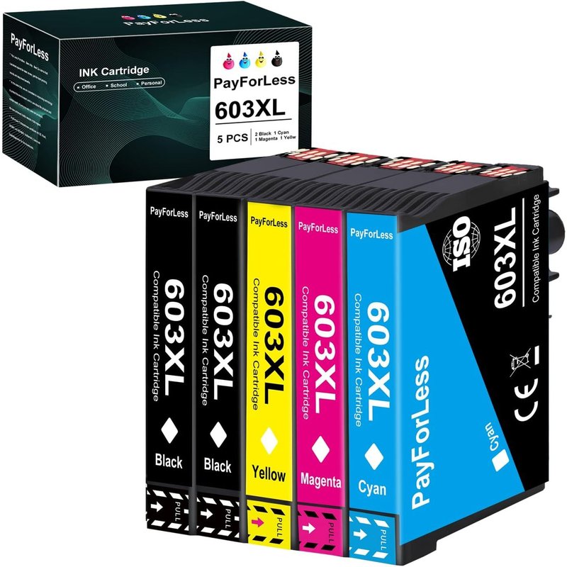 Cartouche d'Encre 603 XL, 603, 603xl - Rechange pour Epson 603, 603 XL, Epson Multipack 603, XP-2100 XP-2105 XP-3100 XP-4100 Workforce WF-2810 WF-2830 WF-2850 (5 Paquets)