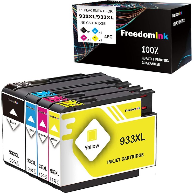 932 933 Lot de 4 Cartouches d'encre de Rechange pour HP 932XL 933XL Multipack Haute capacité Compatible avec HP Officejet 6600 6700 6100 1 Noir, 1 Cyan, 1 Magenta,1 Magenta,1 Jaune