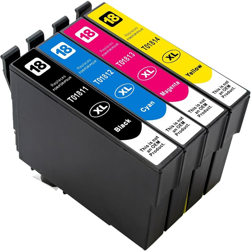 Lot de 4 cartouches d'encre compatibles Epson 18 XL pour Expression Home XP-425 XP-30 XP-200 XP-310 XP-315 XP-400