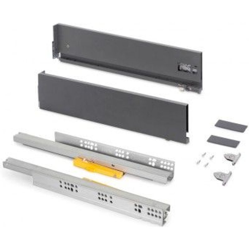 Tiroir Vertex 3D avec Push Syncro - kit partiel - h. 131 mm p. 400 mm - Gris anthracite - Acier EMUCA