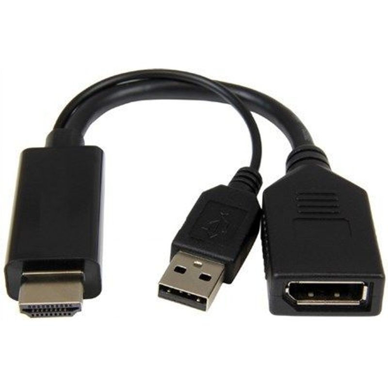 Câble vidéo et adaptateur GEMBIRD - HDMI Type A (Standard) vers DisplayPort + USB Type-A - 0,1 m - Noir
