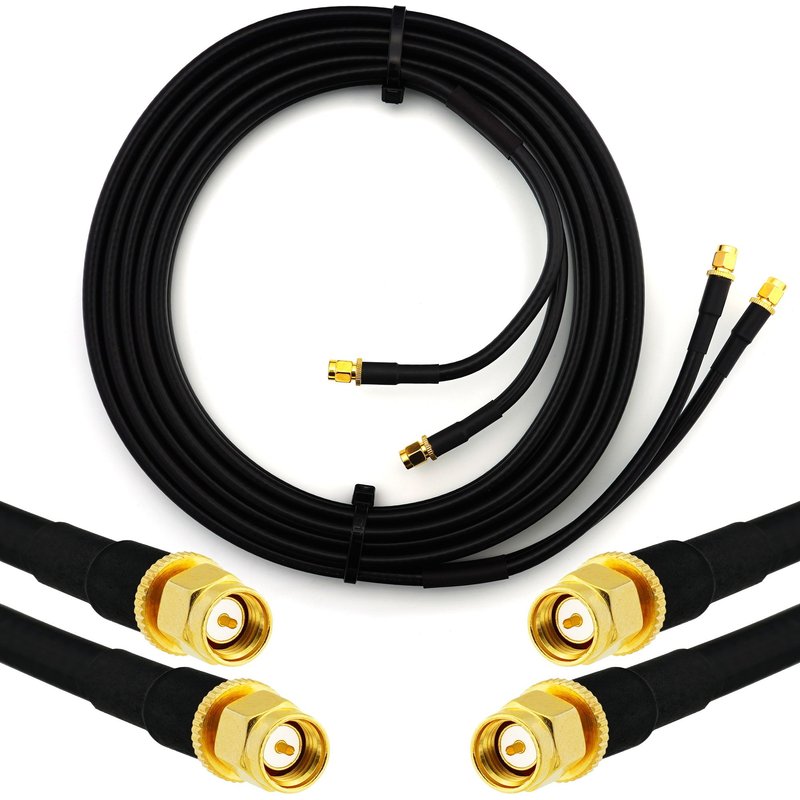 SMA mâle vers SMA mâle 1m Câble Coaxial Double - cable d'extension jumelé HF240 (LMR 240 équivalent) rallonge etanche dual - pour Routeur WIFI Radio Antenne LTE Amplificateur GSM 4G 5G 6G LTE Hotspot