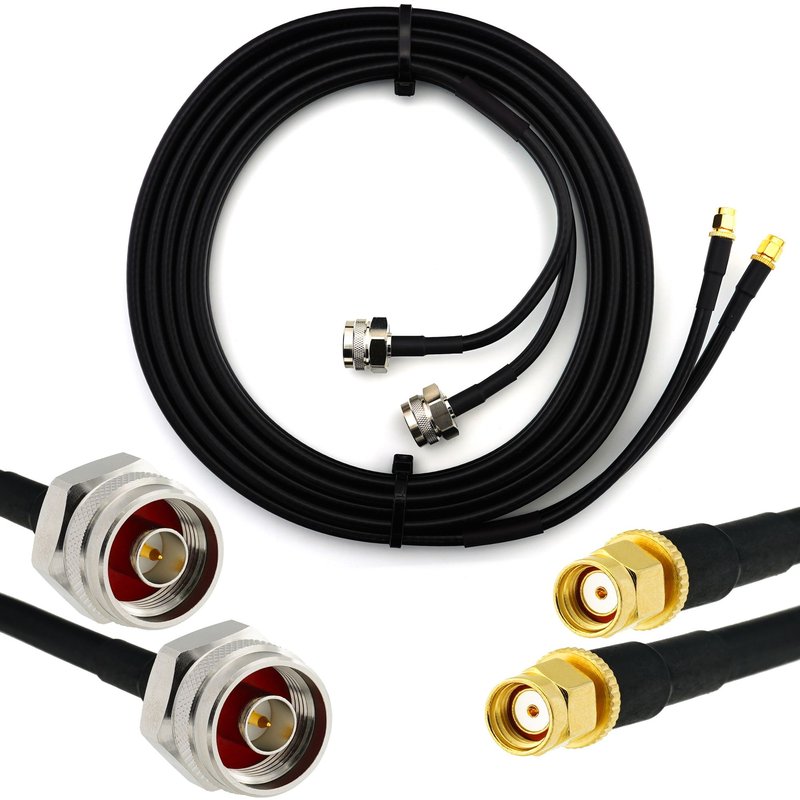 RP-SMA 12m Rallonge Antenne WiFi Cable Coaxial Double RPSMA Mâle à N Male Hex - câble d'extension dual HF240 (LMR 240 équivalent) etanche - pour Routeur WiFi Caméra IP Carte Réseau sans Fil Mini PCIE