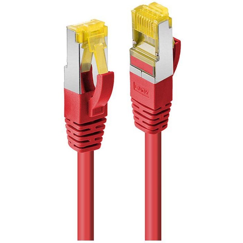 Lindy - Cordon de raccordement - RJ-45 (M) pour RJ-45 (M) - 2 m - SFTP - CAT 7 (câble)/CAT 6a (connecteurs) - sans halogène, moulé - rouge