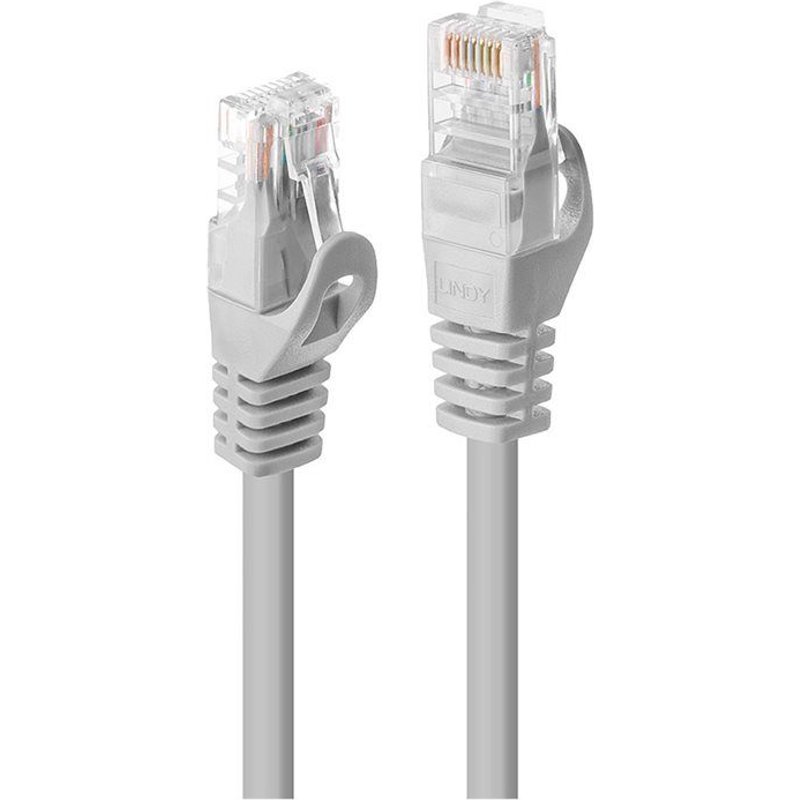 Lindy - Cordon de raccordement - RJ-45 (M) pour RJ-45 (M) - 1 m - UTP - CAT 5e - moulé, sans crochet, bloqué - gris