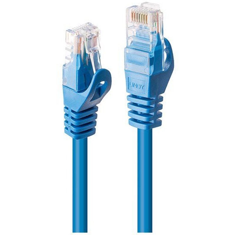 Lindy Basic - Cordon de raccordement - RJ-45 (M) pour RJ-45 (M) - 10 m - UTP - CAT 6 - moulé, sans crochet - bleu