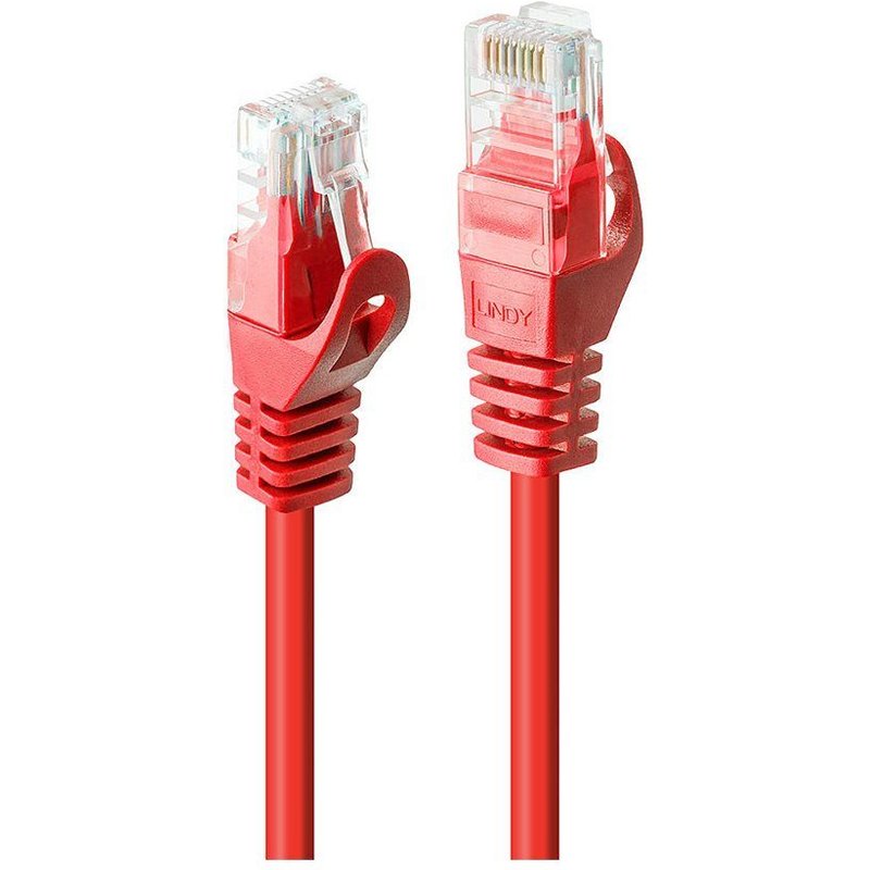 Lindy Basic - Cordon de raccordement - RJ-45 (M) pour RJ-45 (M) - 5 m - UTP - CAT 6 - moulé, sans crochet - rouge