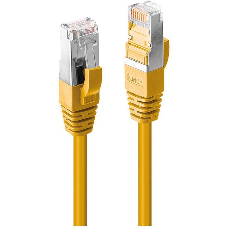 Lindy - Cordon de raccordement - RJ-45 (M) pour RJ-45 (M) - 30 cm - 6 mm - SFTP, PiMF - CAT 6a - sans halogène, sans crochet - jaune