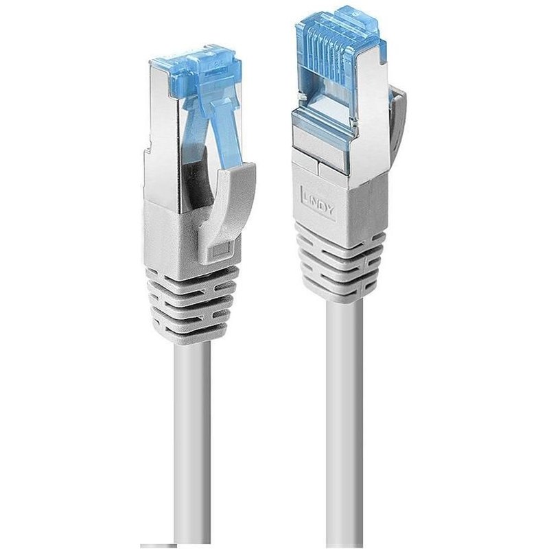 Lindy - Cordon de raccordement - RJ-45 (M) pour RJ-45 (M) - 1 m - 6.5 mm - S/FTP - CAT 7 (câble)/CAT 6a (connecteurs) - sans crochet, sans halogène - gris (pack de 10)