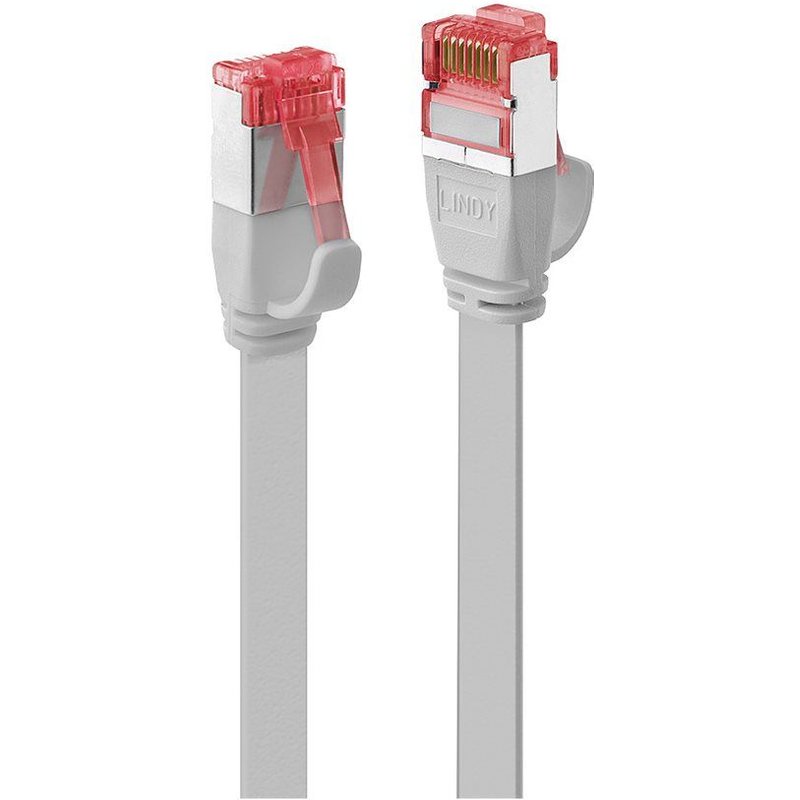 Lindy - Cordon de raccordement - RJ-45 (M) pour RJ-45 (M) - 5 m - U / FTP (Paire torsadée blindée) - CAT 6 - moulé, sans crochet, plat - gris