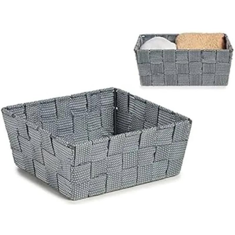 Panier En Tissu Tressé - Bigbuy Home - 18 X 8 X 21 Cm - Couleur Gris - Idéal Pour La Maison