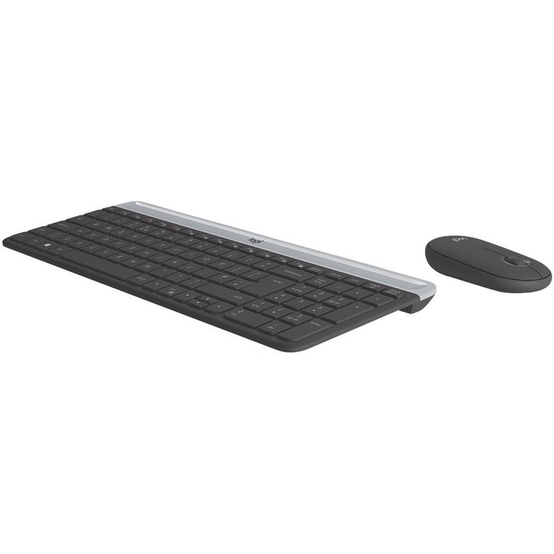 Logitech Slim Wireless Combo MK470 - Ensemble clavier et souris - sans fil - 2.4 GHz - AZERTY - Belge - graphite