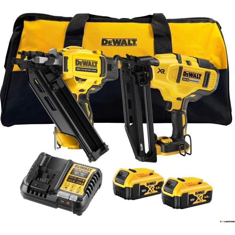 Dewalt DCK246P2-QW 18V Cloueur kit XR - DCN930 + DCN660 - 2 X 5 Ah Batteries + Chargeur en sac de transport
