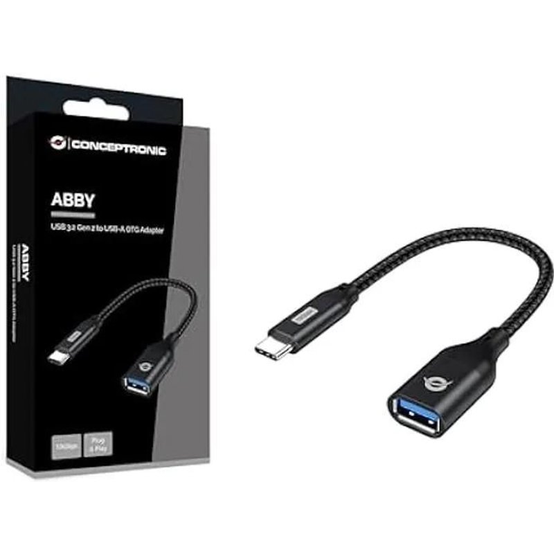 Conceptronic ABBY18B Adaptateur USB-C vers USB-A OTG 10 Gbit/s USB 3.2 Gen 2