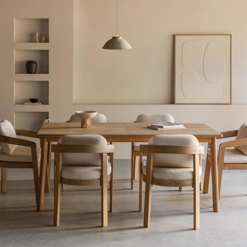 Ensemble Table Rectangulaire 180x90 Cm En Bois D'acacia Kaela Et 6 Chaises De Salle À Manger En Bois D'acacia Uleno Brun Acacia